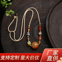 战国红玛瑙回纹珠锁骨链吊坠玉石大气玛瑙手链玉石玉器直播货源