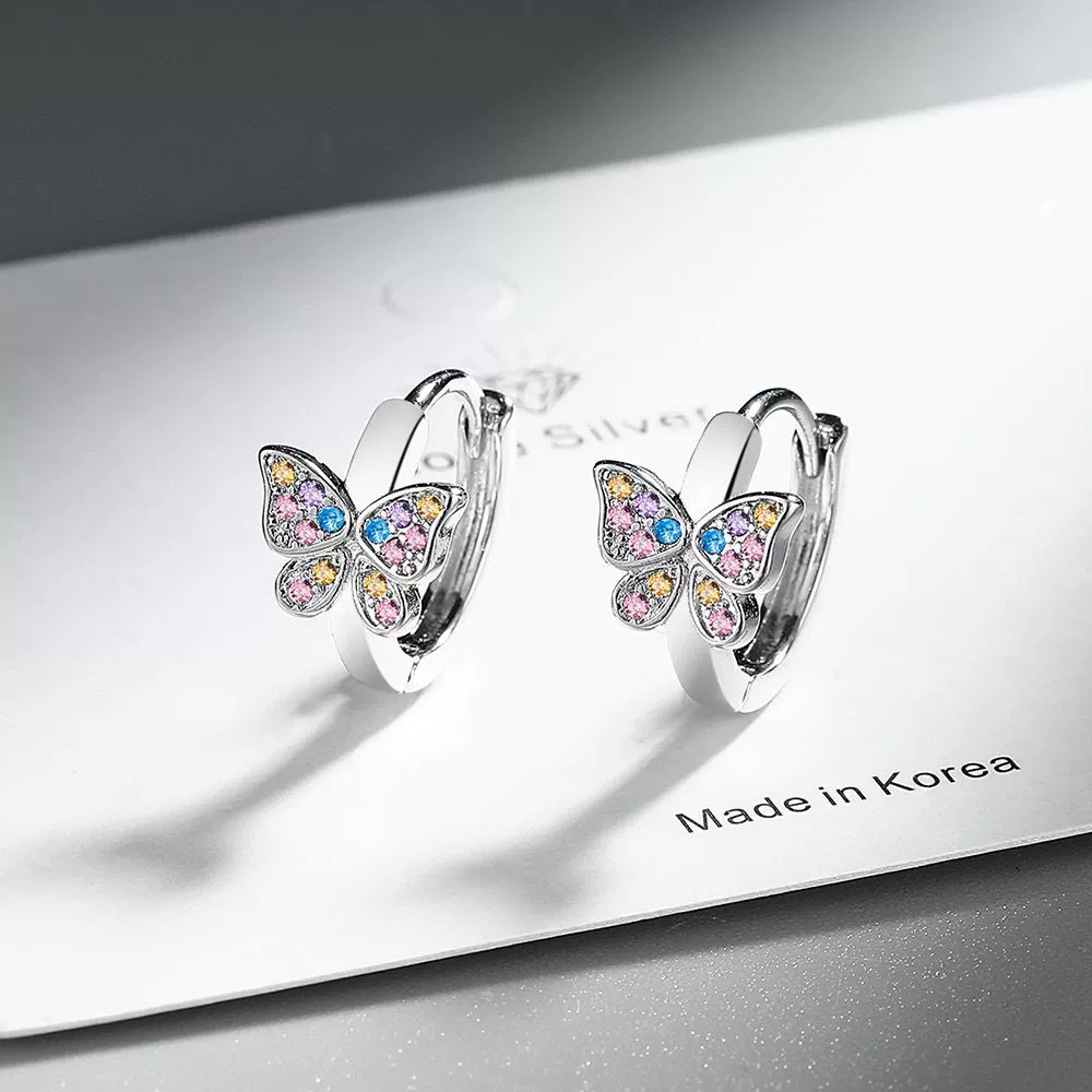 Earrings with bow, zirconium, European style