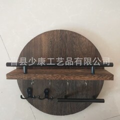 木製キーホルダー壁掛けブラケット田舎風メール収納袋円形木製フック木製ハンガー