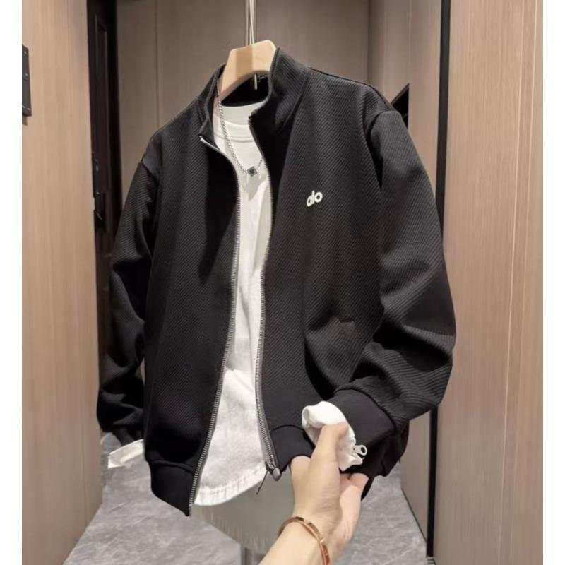 秋季新款肌理感拼接休闲立领卫衣男简约时尚百搭舒适透气长袖外套|undefined