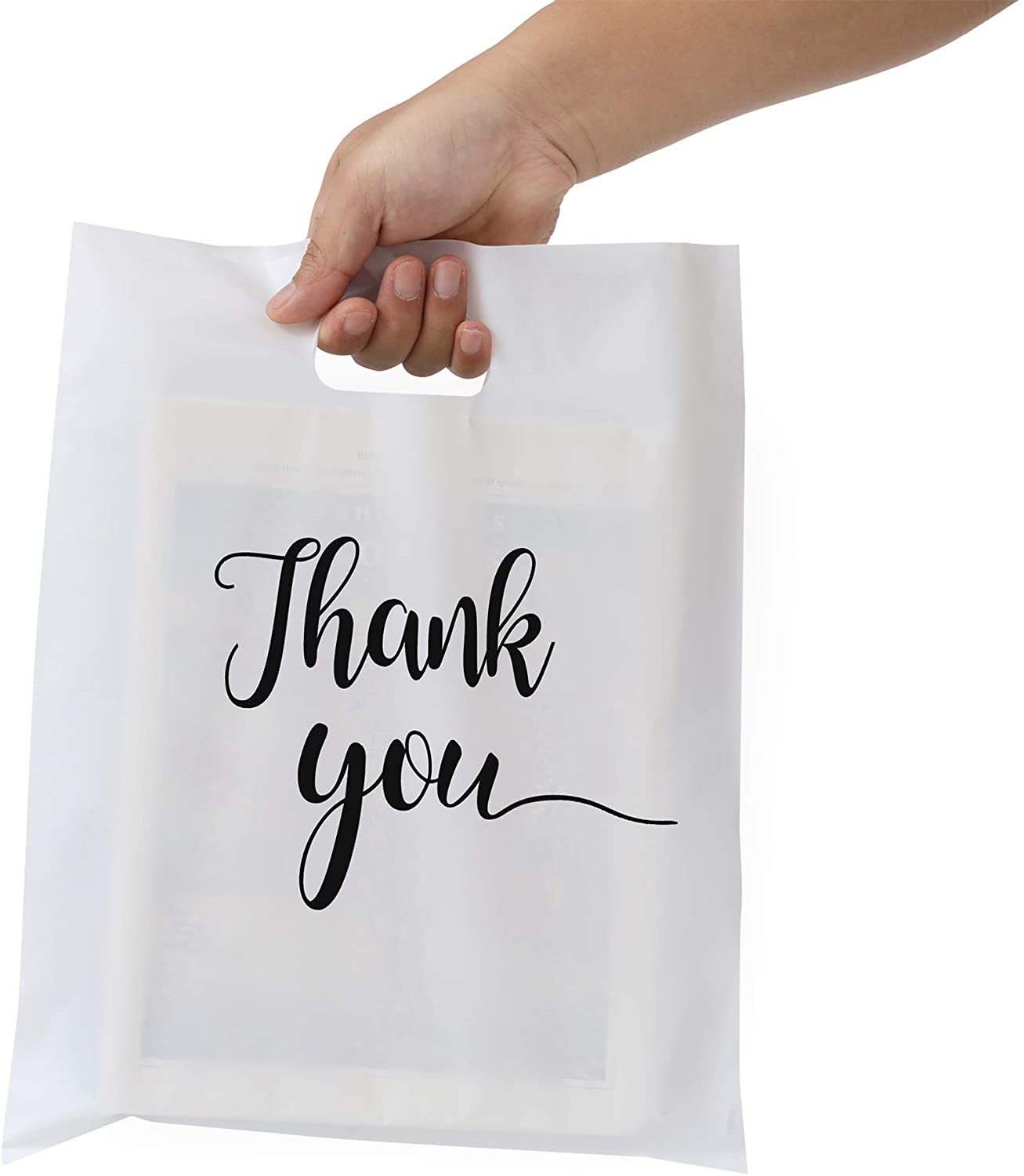 净色款PE/PO加厚印刷感谢手提袋ThankYou亚马逊手挽购物袋