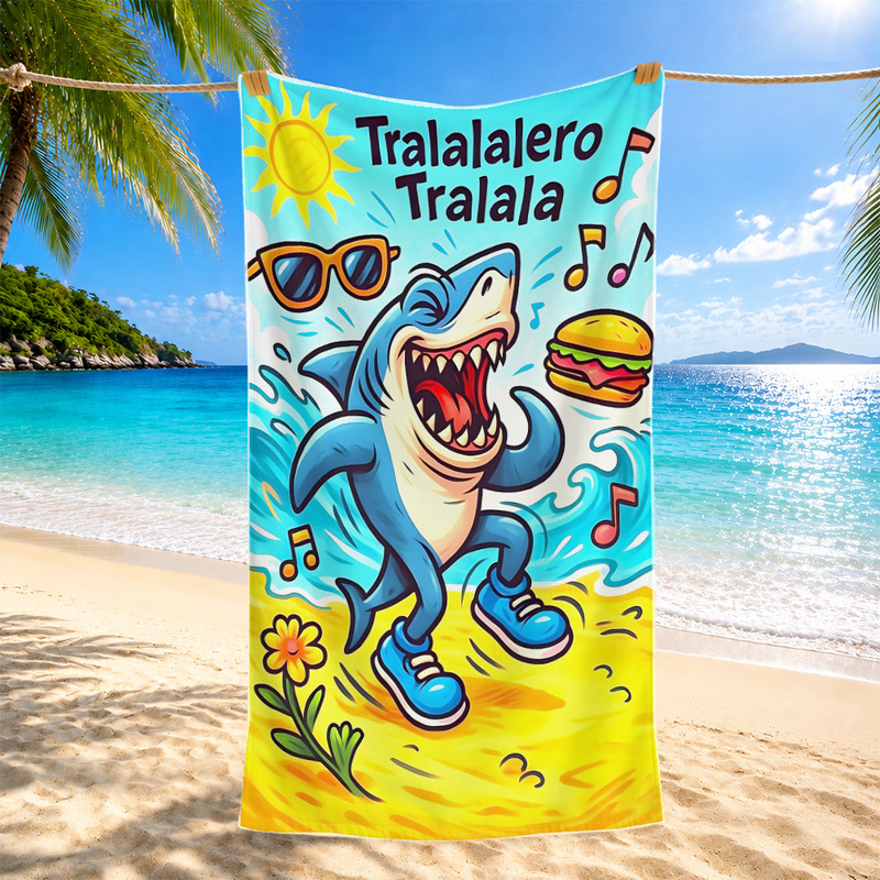 Amazon Cross-Border Best-Selling Cartoon Shark Tralala Children's Bath Towel Digitally Printed Cute Shark Beach Towel Amazon Cross-Border Best-Selling Cartoon Shark Tralala Children's Bath Towel Digitally Printed Cute Shark Beach Towel