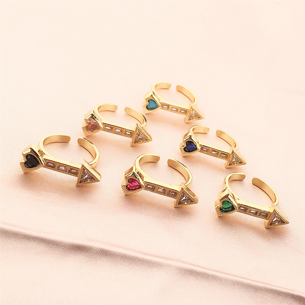 Wholesale Jewelry Zircon Heart Copper Ring Nihaojewelry display picture 2