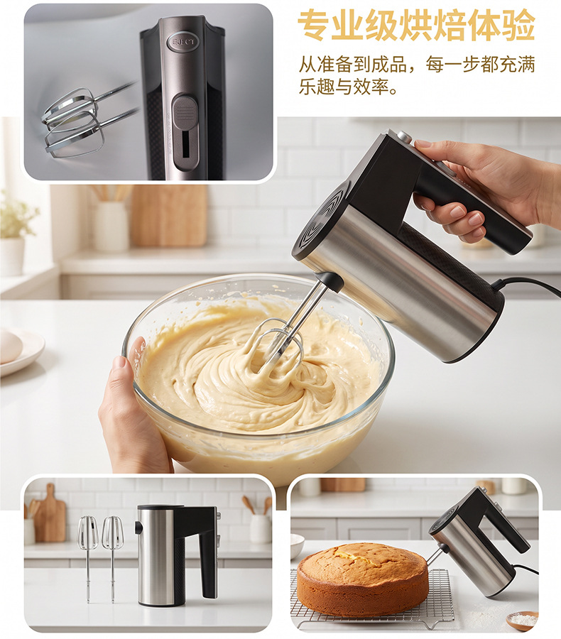 Cross-border Electric Egg Beater Hand-held Mixer Cream Egg White Whipping Machine Portable Baking Mixer Wholesale