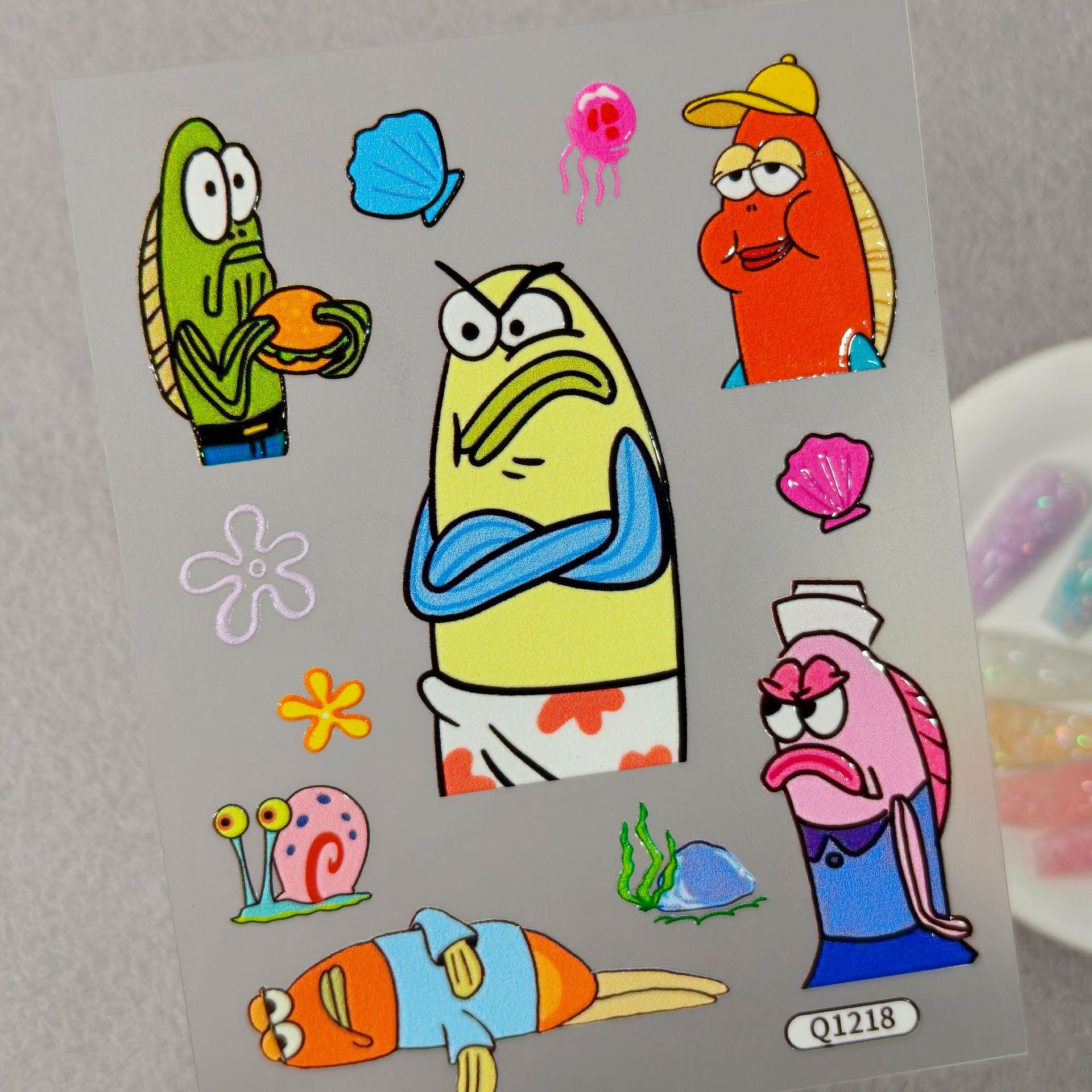 Linda pegatina de vaso de agua de Bob Esponja impermeable facción Big Star cangrejo dueño de hervidor de agua pegatina en relieve modelo q