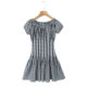 American Style Retro Black and White Pad Waist dress Women's Summer French Style Spice Girl Slimming Short Skirt with Bubble Sleeves
