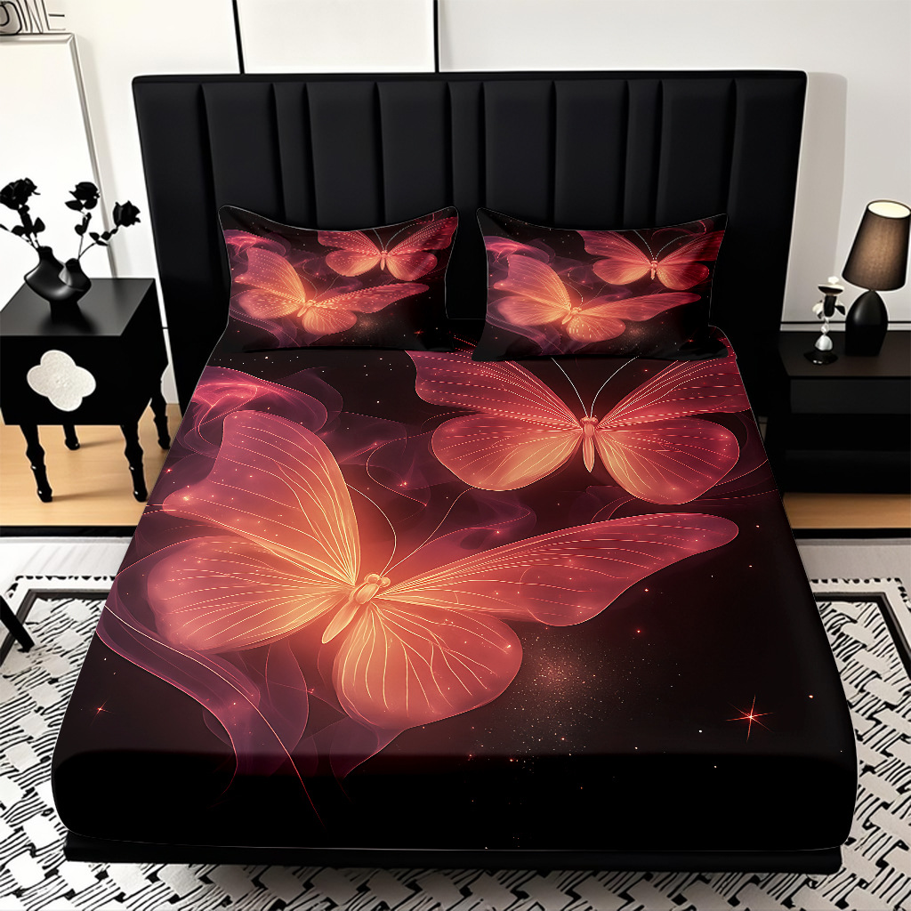 TEMU / JIT cama abrasiva Kits de almohada mariposa de color impresión digital 3D fuente de ropa de cama fabricantes