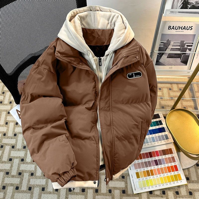 Women's winter warm and thickened down cotton jacket, new style, faux two-piece design, suitable for couples, loose fit, and ideal for students