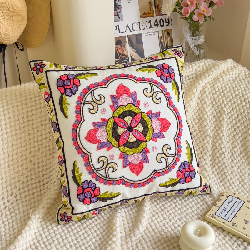 Towel, cloth for bed, tape, sofa, pillow, flowered, with embroidery