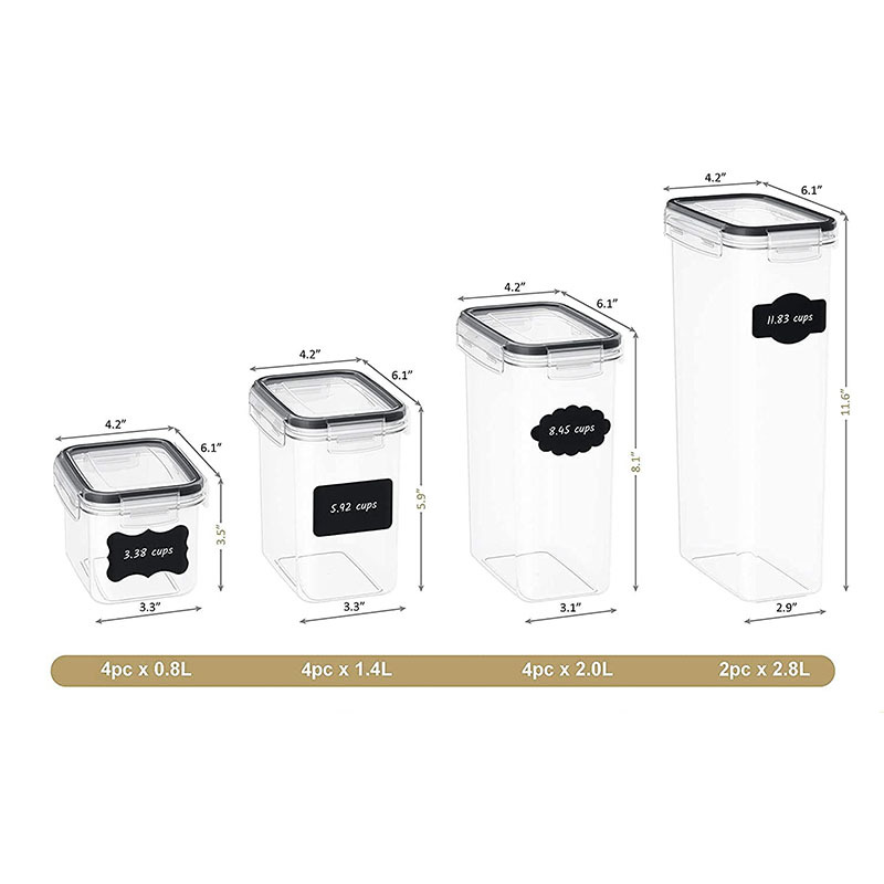 Tarro de almacenamiento de grano caliente transfronterizo cocina 14-piece PP almacenamiento nítido plástico transparente sellado frasco