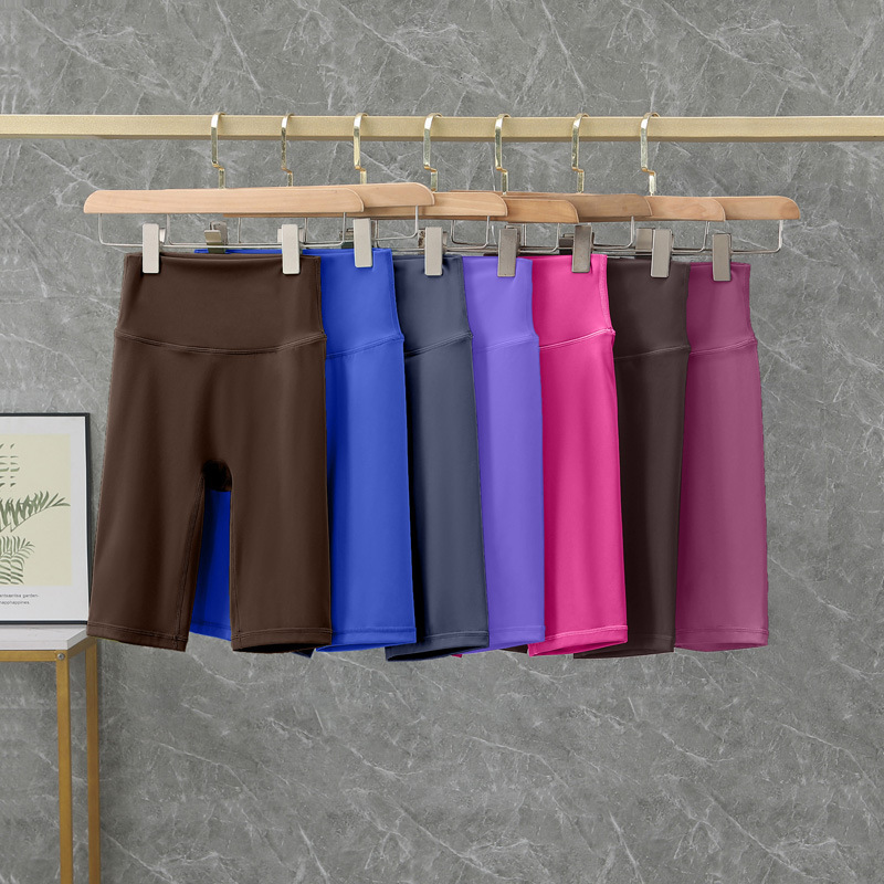 [New Five-Point Style] Sports Shorts Women's Running Yoga Outerwear Cycling Fitness High Waist Hip Lifting Tight Five-Point Pants