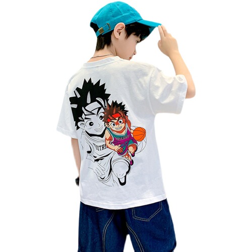 Boys' Short Sleeve T-shirt Summer  New Children's Fashion Cartoon T-shirt for Big Kids Half Sleeve Top Trendy Brand