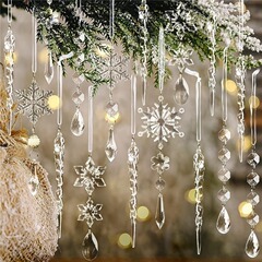 10件套圣诞雪花挂件装饰 冰条透明雪花冰棱亚克力冰锥套装