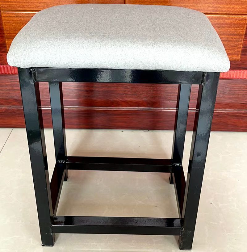 Taburete de taller al por mayor, línea de montaje de fábrica, taburete de trabajo, taburete cuadrado pequeño de acero y madera, taburete de hierro de comida rápida, oro de entrenamiento