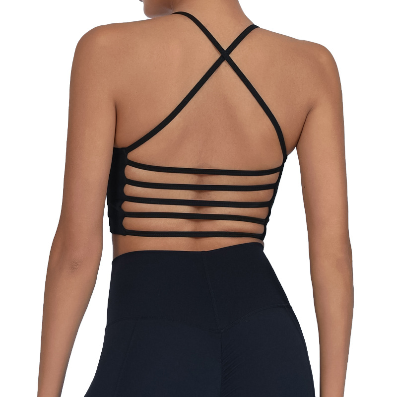 Europa y los Estados Unidos transfronterizos Amazonas ropa de yoga femenina desnuda desmontable cojín de pecho cruzado correa apretada ropa interior deportiva