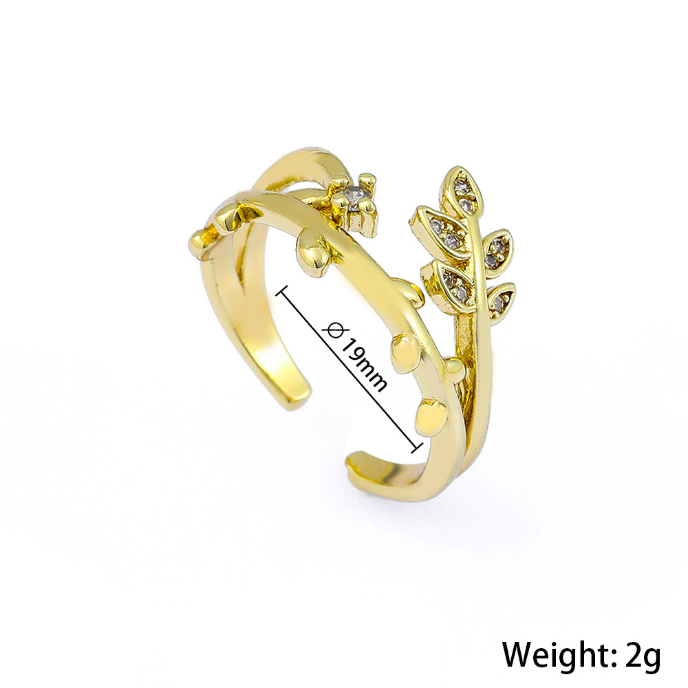 Simple Leaf Pattern Open Ring display picture 1