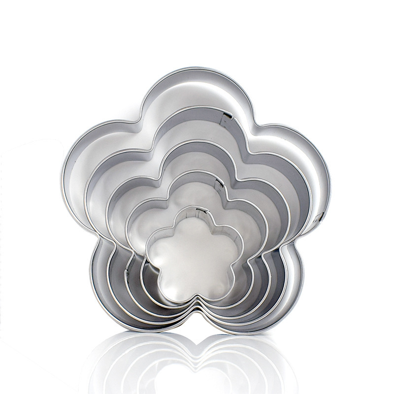 Stainless steel biscuit mold plum blossom pineapple crisp cookie vegetable and fruit cutting mold glass sugar pastry five-petal flower mold