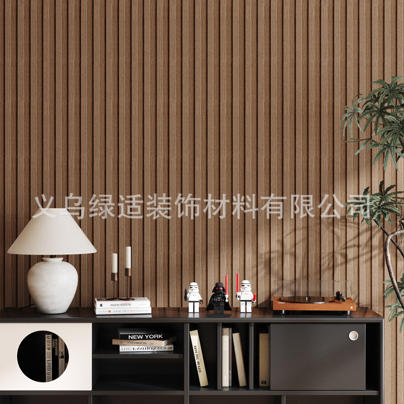 格栅板自粘墙贴3d立体背景墙壁纸仿木格子条纹墙纸外贸工厂批发|undefined