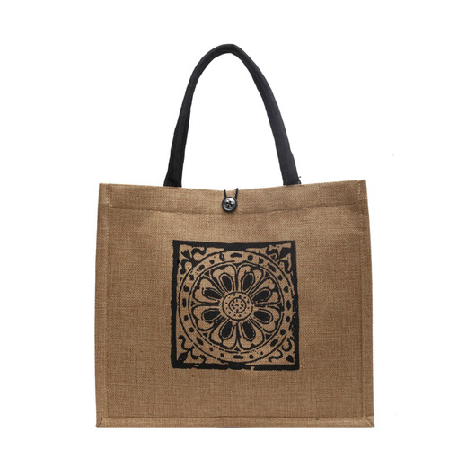 Large Capacity Linen Bag Women's  Fashion Linen Portable Mommy Bag Student Class Shoulder Tote Bag