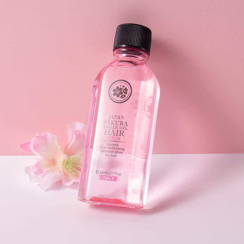 Óleo essencial de flor de cerejeira japonesa Laikou, 60ml, para cuidados com os cabelos, embalagem em inglês_voghion.com