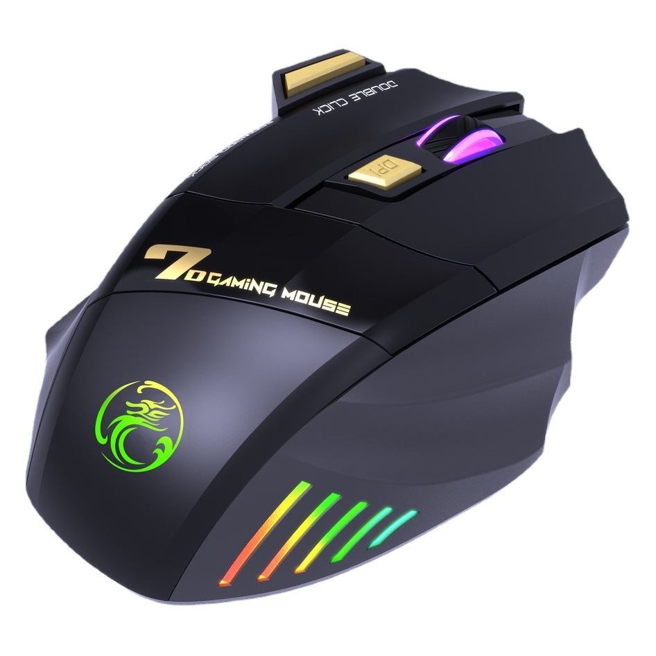 IMICE marca GW-X7 silencioso inalámbrico TPC recargable Bluetooth modo dual 7 teclas luminoso 2,4G ratón para juegos