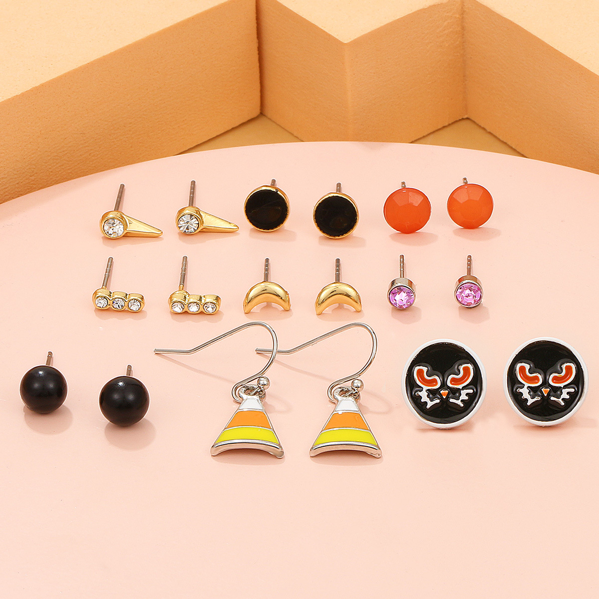 Skull Pumpkin Earrings Set Halloween Cartoon Funny Dripping Spider Earrings display picture 4