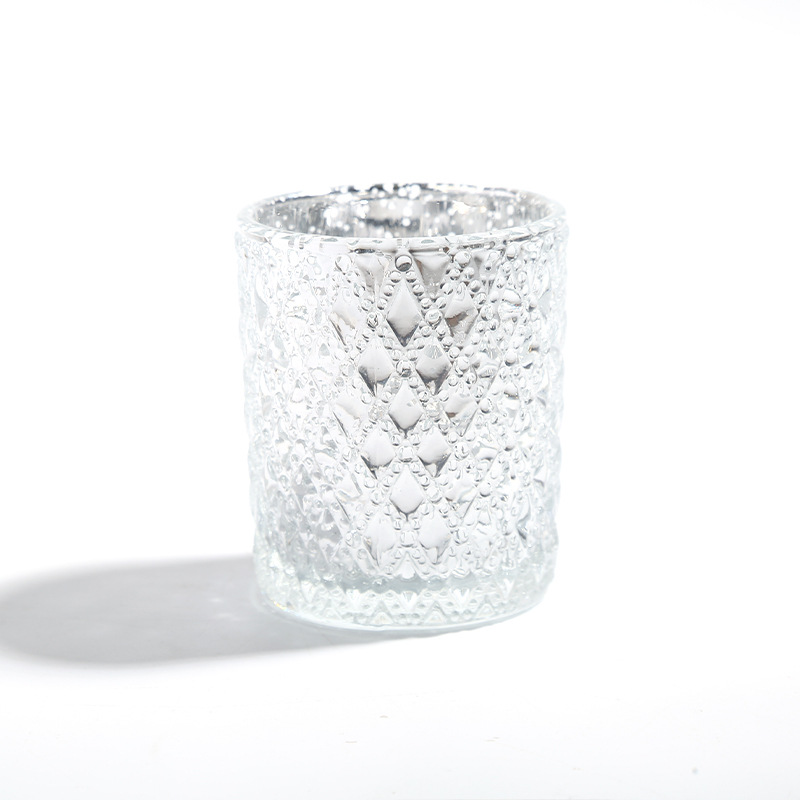 Vaso de vela de vidrio en relieve en el lugar Vaso vacío Vaso de candelabro transparente Vaso de candelabro Vaso de candelabro Vaso de candelabro