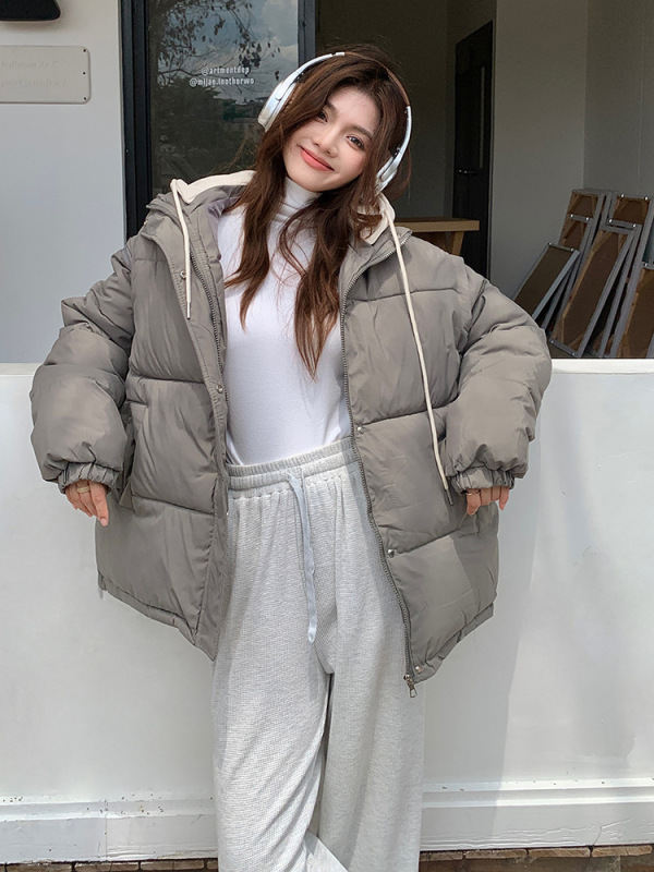 可拆卸袖子假两件羽绒棉服女冬季新款宽松学院风百搭马夹两穿外套|undefined