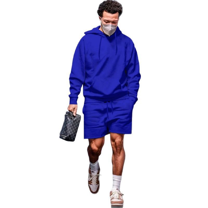 Transfronterizo 2023 Amazon Otoño e Invierno nuevos hombres sueltos traje con capucha casual todo-juego fleece forrado pareja traje hombres