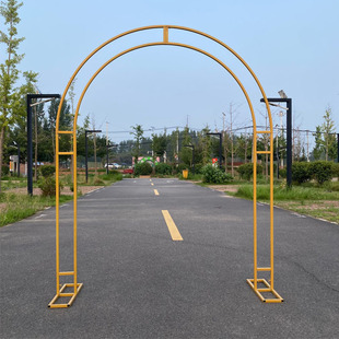 New Wedding Wrought Iron Curved Shelf Wedding Background Double Pole Arch Golden U-Shaped Shelf Outdoor Ornaments