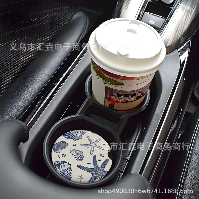 在庫あり 新品2個 車用U字型セラミック吸水性カップマット ドリンクカップマット 車用ギフト|undefined