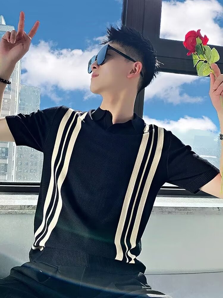 Mayorista masculino juvenil japonés nueva moda polo camisa de verano perezosa tendencia de color puro simple estándar de manga corta