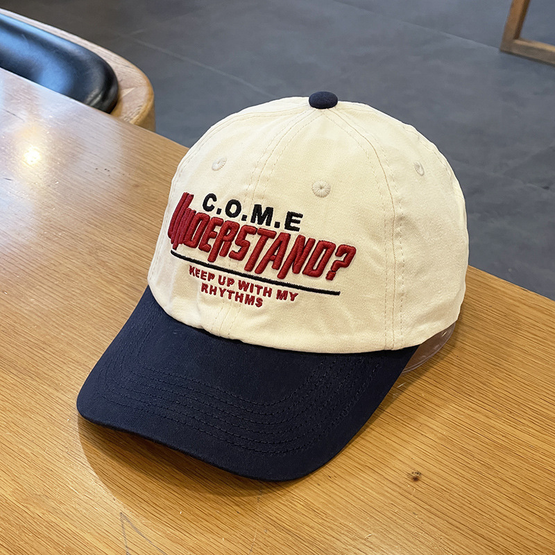 Sombrero de alta calidad mujer pareja contraste color medio suave superior gorra de béisbol primavera y verano estilo coreano carta bordado color a juego gorra de pico Masculino