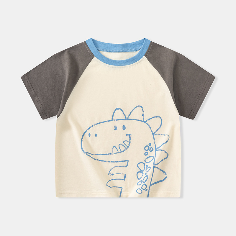 Betop comercio exterior ropa para niños verano nuevo estilo para niños camiseta de manga corta niños ropa de bebé dibujos animados superior de dinosaurio al por mayor