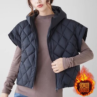 High-End 90 White Duck down Vest for Women's Outer Wear 2025 Autumn and Winter Fashionable Flying Sleeve Hooded Quilted Vest Jacket