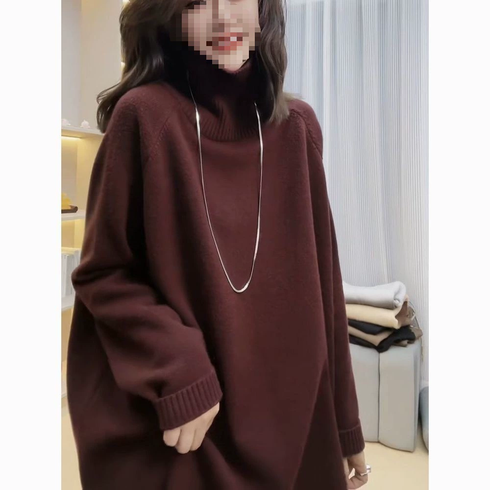 Счетчик свободный дикий трикотаж с высоким воротником осенью и зимой новый ленивый толстый свитер с трикотажным верхом