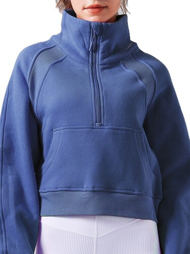 Lulu Scuba Fall/Winter Yoga Top, Half-Zip Stand-Up Collar Sports Hoodie, Loose Fit Versatile Casual Yoga Top for Women