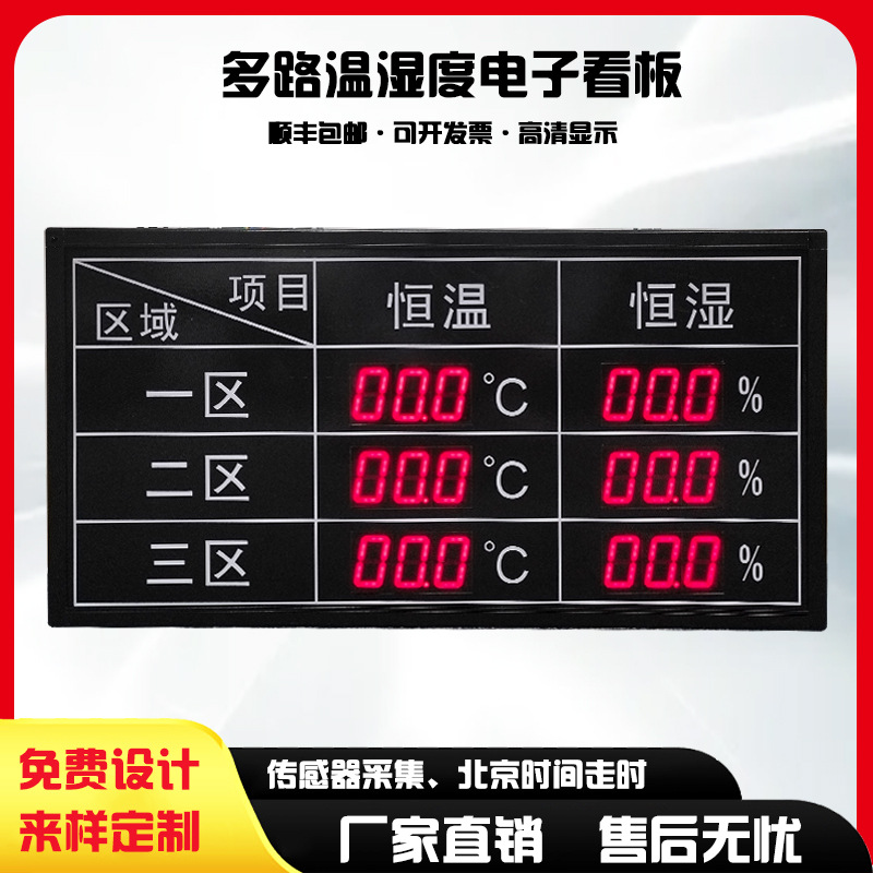High-precision sensor temperature and humidity electronic display board alarm noise screen perpetual calendar clock LED screen RS485 communication