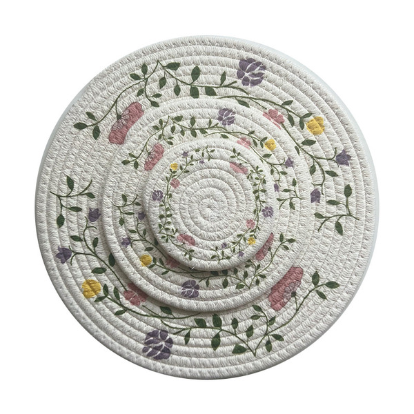 INS wind insulation pot pad woven cotton rope meal cushion creative…