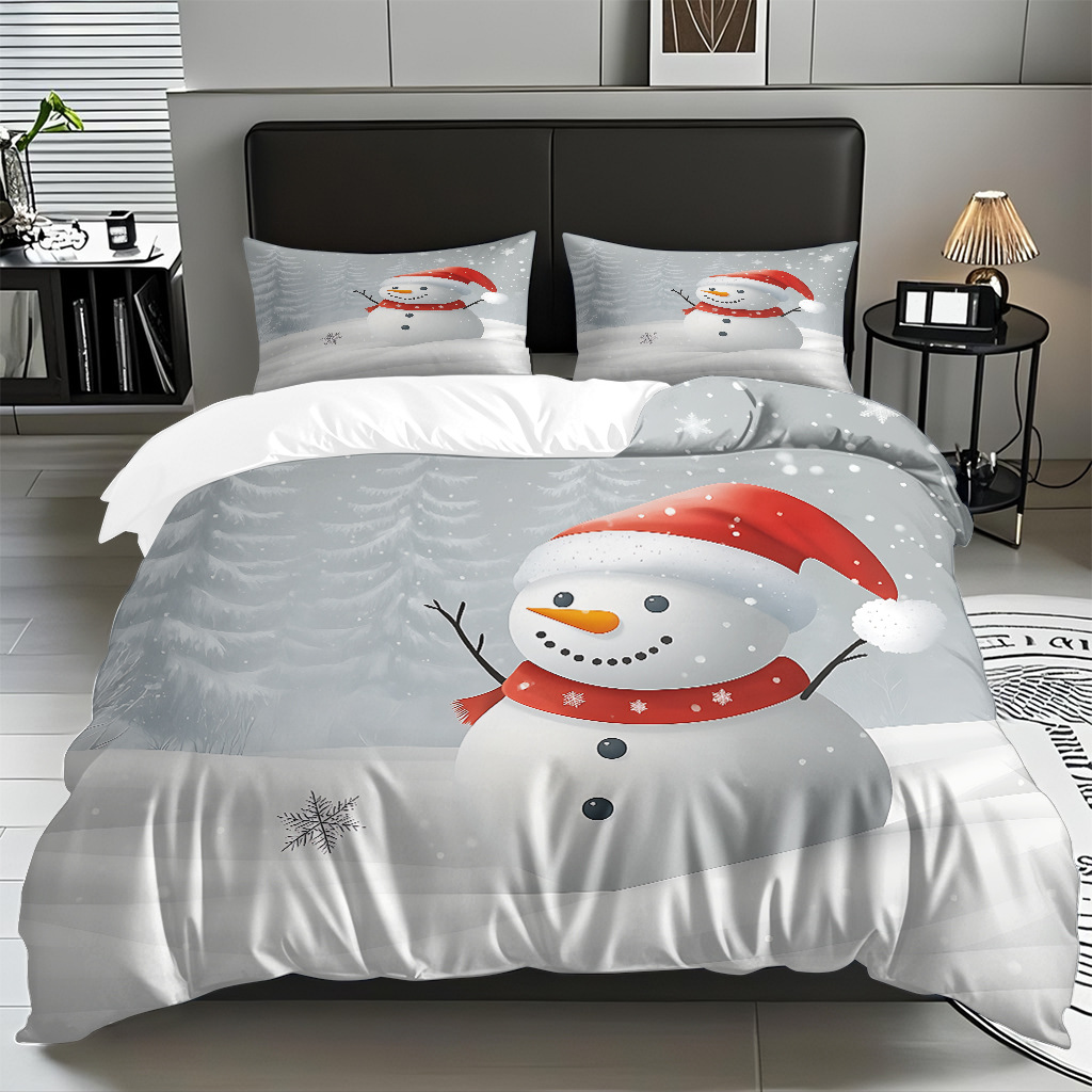 Impresión digital 3D Kit de colcha de navidad muñeco de nieve alce piel fábrica de textiles caseros directa TEMU / JIT