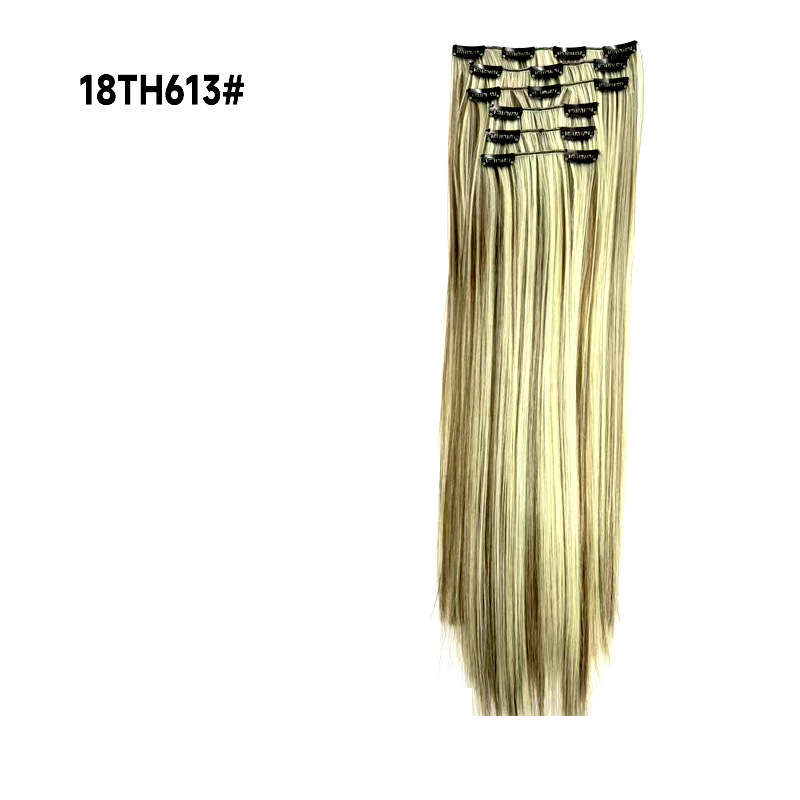 Europa y los Estados Unidos sin rastro extensión de cabello de 24 pulgadas de cabello recto de 6 piezas de cabello de alta temperatura extranjera