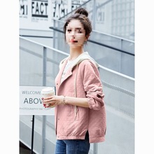 连帽短外套女春秋季新款韩版漂亮百搭小个子休闲格子短款夹克