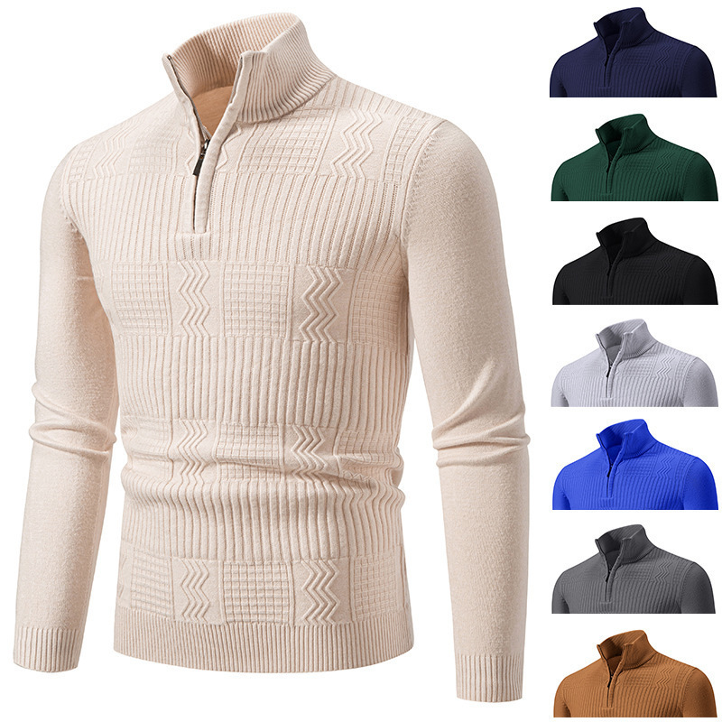 Foreign trade 2024 autumn and winter new men's collar pullover sweater sweater plus size fashion casual base shirt wholesale