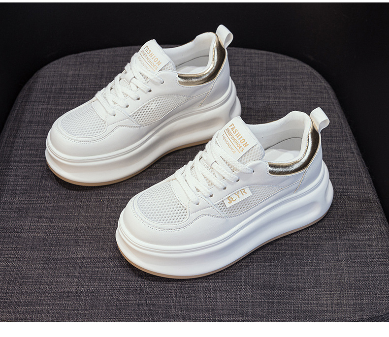 Giày sneaker nữ đế dày da PU trắng phong cách thể thao — Bạc 5056, Vàng 5056 chi tiết 22