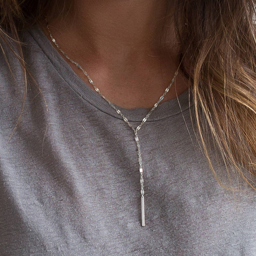 eManco simple stainless steel necklace Y-shaped lace lip chain necklace short pendant jewelry necklace wholesale