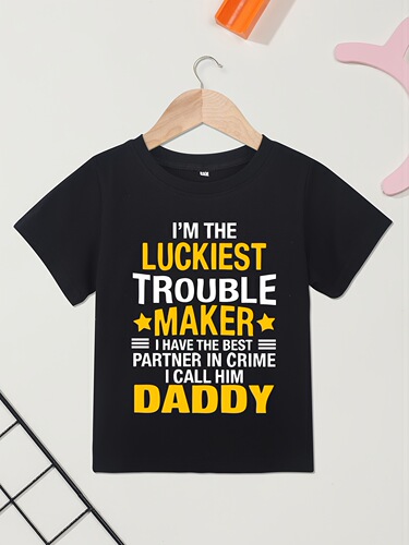 Boy's T shirt I am the luckiest troublemaker. LetterT T-shirt