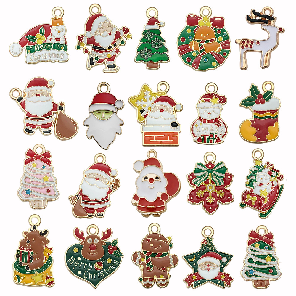 1 Piece 20 PCS/Package 16x23mm 17x22mm Alloy Christmas Tree Santa Claus Gingerbread Pendant display picture 1