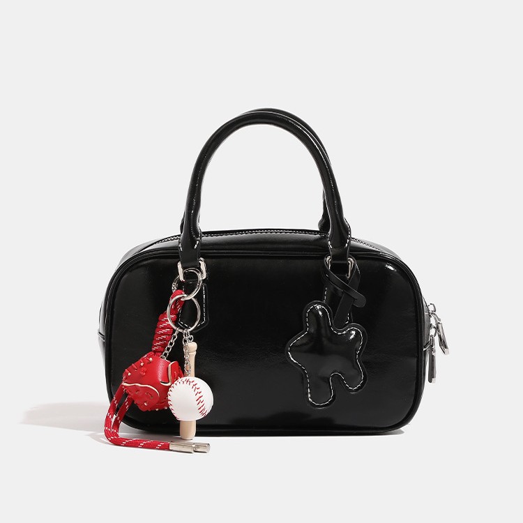 Maillard Beta Toast Small Bowling Bag For Women - Autumn/Winter Niche Boston Handbag, Shoulder & Crossbody Bag - Thumbnail 2