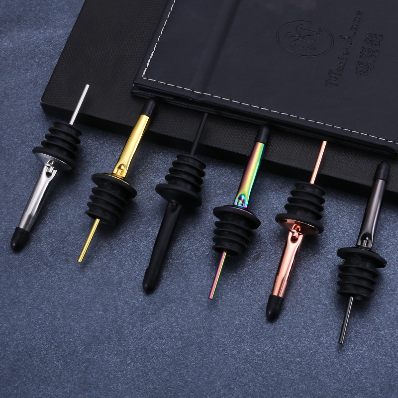 A prueba de fugas transpirable de acero inoxidable vertedor de vino tapón de botella de vino con tapa tapón de botella de aceite separador de vino tapón de botella de boca de vino en stock al por mayor