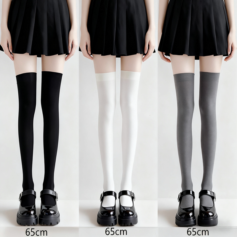 Jk Long Over-The-Knee Socks for Female Students, White Semi-Pressure Socks, Thigh-High Stockings, Summer Thin Style Jk Long Over-The-Knee Socks for Female Students, White Semi-Pressure Socks, Thigh-High Stockings, Summer Thin Style